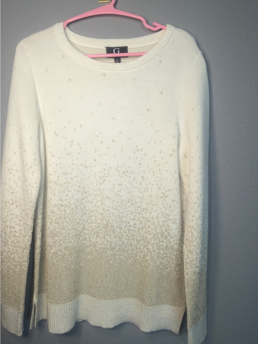 G by Giuliana Cream to Gold Ombre Crewneck Sweater